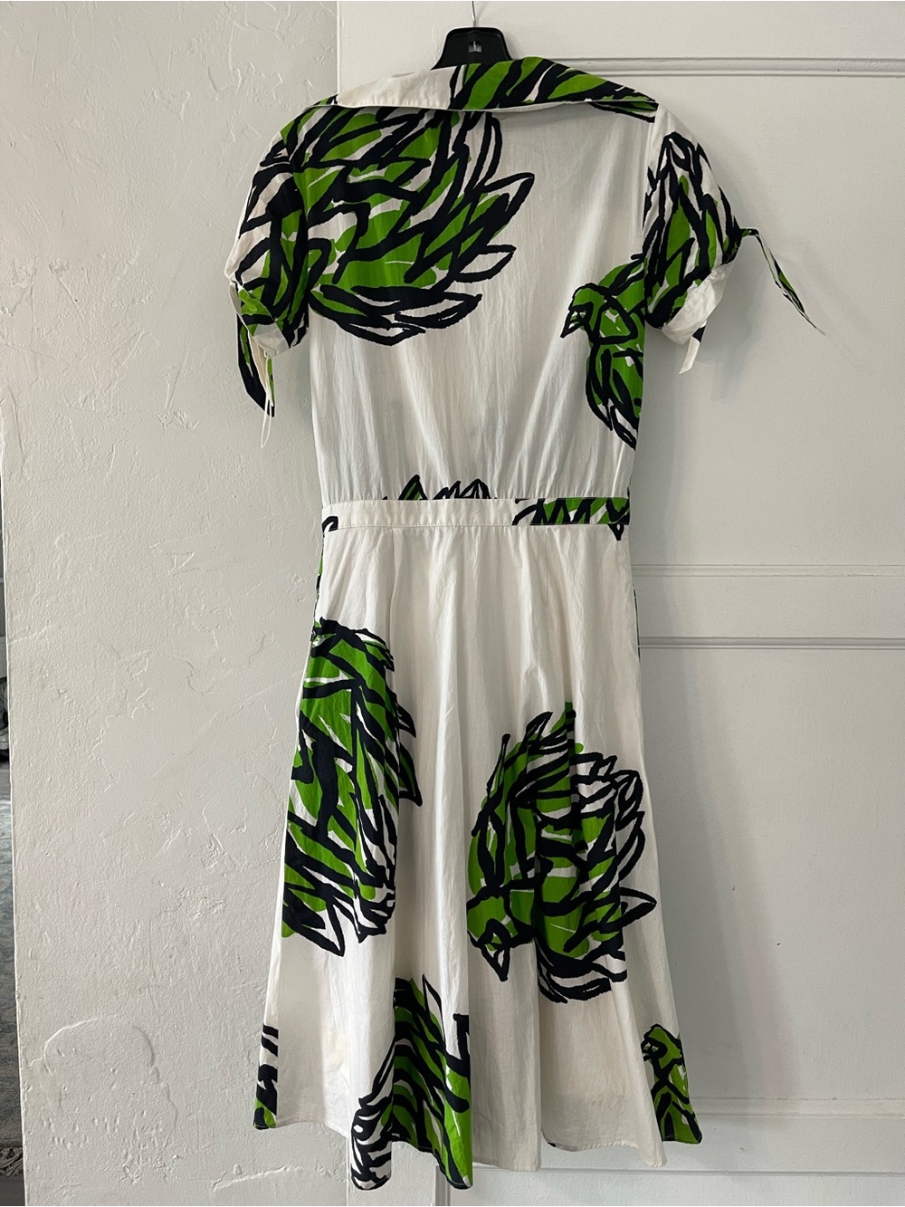 Y2K VTG 2006 Diane Von Furstenberg White Midi Dress with Green Floral Print - Picture 5 of 12